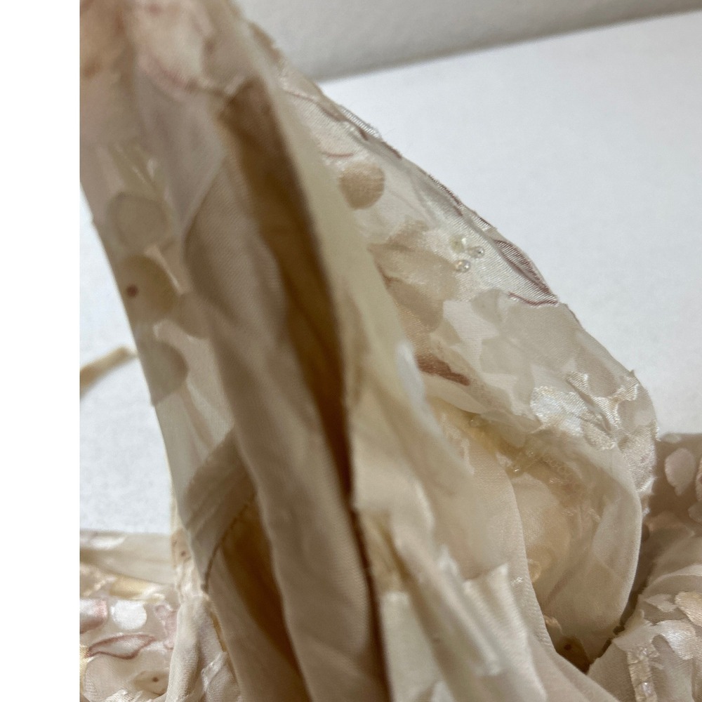 L'AGENCE Christine Burnout Satin Cowl Gown in Feather Grey Beige  XS - Picture 9 of 9